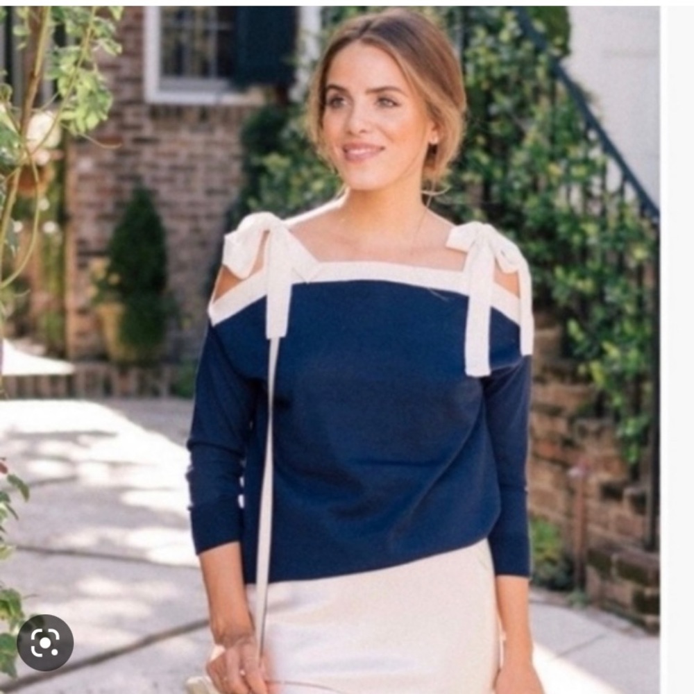 JCrew tie shoulder merino wool sweater